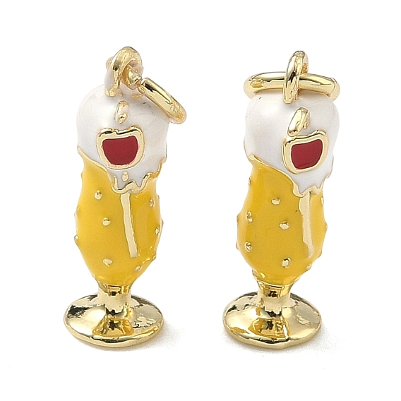 Латунь эмаль подвески, подвески для стаканчиков с мороженым, долговечный, стойки покрытие, без свинца и без кадмия, реальный 18 k позолоченный