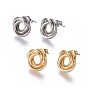 304 Stainless Steel Stud Earrings, Hypoallergenic Earrings, Interlocking Rings, with Ear Nuts