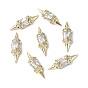 Brass Micro Pave Clear Cubic Zirconia Cabochons, Bicone