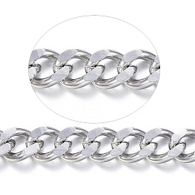 304 Stainless Steel Cuban Link Chains, Chunky Curb Chains, with Spool, Unwelded, for Jewelry Making