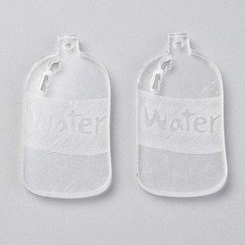 Transparent Acrylic Pendants, Bottle with Word Water