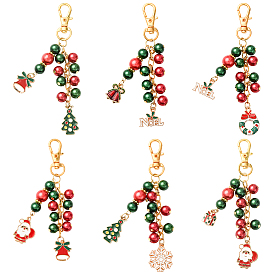 6 шт. рождественские украшения из эмалевого сплава, с застежками из стекла и сплава, разнообразные