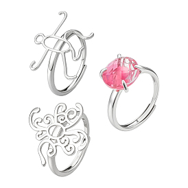 3 шт. 3 стили регулируемые латунные кольца компоненты, настройки звонка