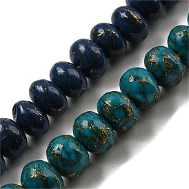 Teints perles synthétiques turquoise brins, rondelle