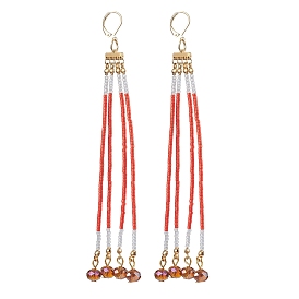 Glass Leverback Earrings, with 304 Stainless Steel Earring Findings, Round