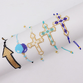 Minimalist Ethnic Style Miyuki Beaded Cross Bracelet for Women