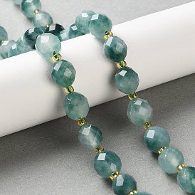 Окрашенные природные белый нефрит бисер пряди, граненые, овальные, с бисером