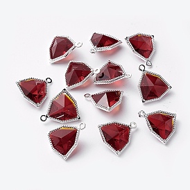 Стеклянные подвески, с фурнитурой Berzel с открытой спиной из экологически чистого сплава, граненые, треугольные