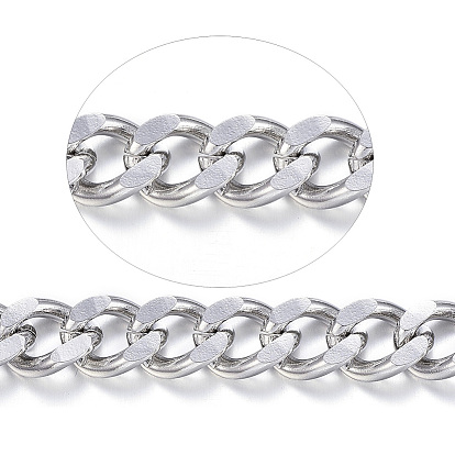 304 Stainless Steel Cuban Link Chains, Chunky Curb Chains, with Spool, Unwelded, for Jewelry Making