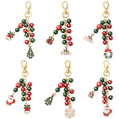 6 шт. рождественские украшения из эмалевого сплава, с застежками из стекла и сплава, разнообразные