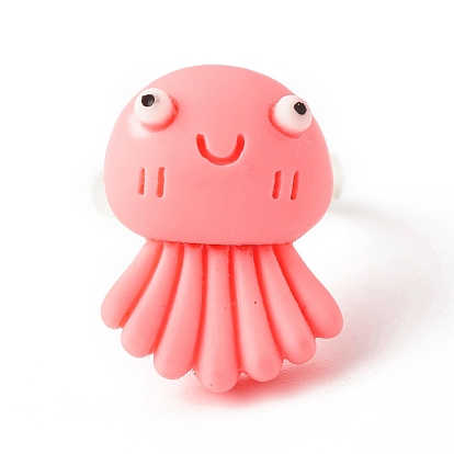 Resin 3D Devilfish Adjustable Ring, Animal Brass Finger Ring for Women