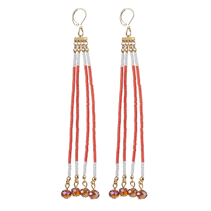 Glass Leverback Earrings, with 304 Stainless Steel Earring Findings, Round
