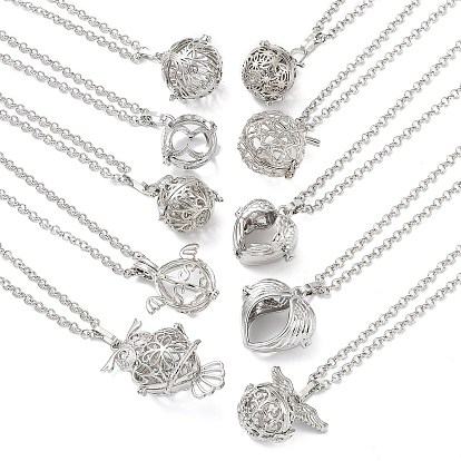 Brass Pendant Necklaces, with Iron Rolo Chains