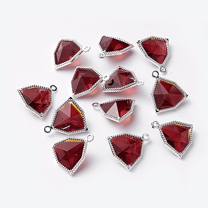 Стеклянные подвески, с фурнитурой Berzel с открытой спиной из экологически чистого сплава, граненые, треугольные