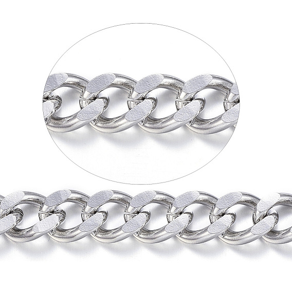 304 Stainless Steel Cuban Link Chains, Chunky Curb Chains, with Spool, Unwelded, for Jewelry Making