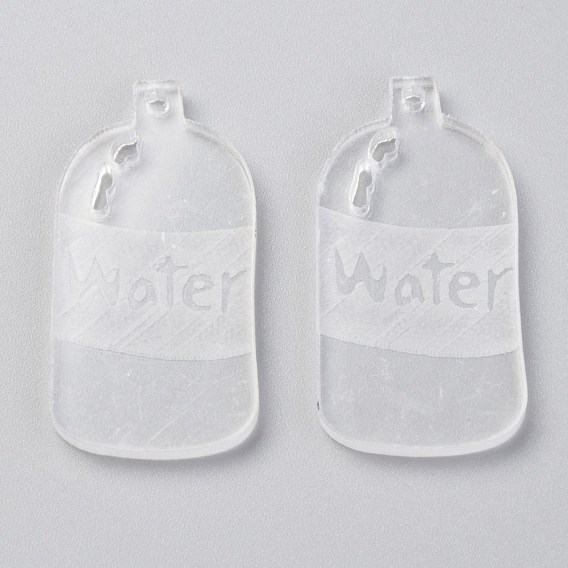 Transparent Acrylic Pendants, Bottle with Word Water