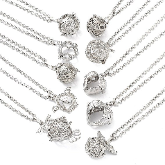 Brass Pendant Necklaces, with Iron Rolo Chains