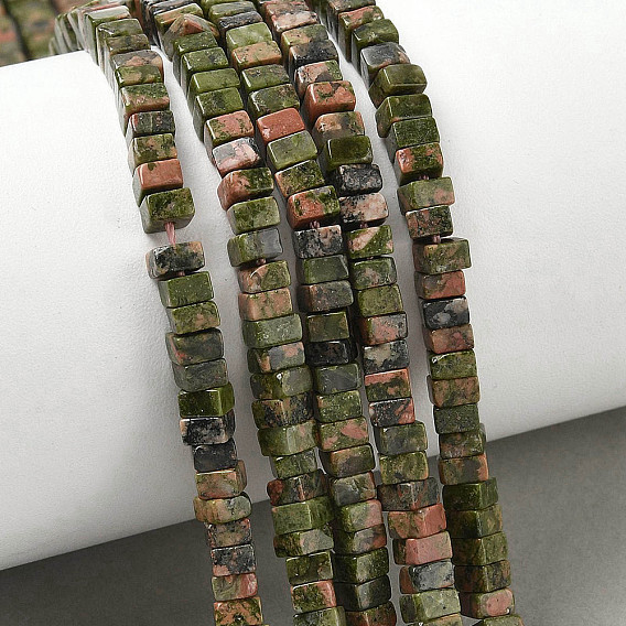 Природные Unakite бисер нитей, квадратный