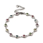 Brass Star Link Chain Bracelets, with Glass