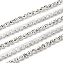 Brass Rhinestone Strass Chains, with Spool, Rhinestone Cup Chains