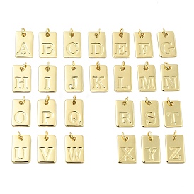 Латунные подвески, прямоугольник с подвесками-буквами, стойки покрытие, без свинца и без кадмия, долговечный, с целью перехода в кольце