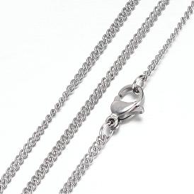 304 Stainless Steel Curb Chain Necklaces, with Lobster Claw Clasps