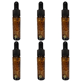 6шт. резиновые флаконы-капельницы, многоразовая стеклянная бутылка, для ароматерапии эфирными маслами, с рисунком кота удачи и китайским иероглифом