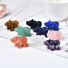 Figuras de osos talladas con piedras preciosas naturales., Para el escritorio de la oficina en casa adorno de feng shui