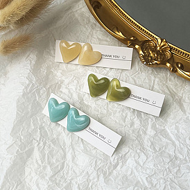 Simple Heart-shaped Resin Acetic Acid Earrings with Texture Design