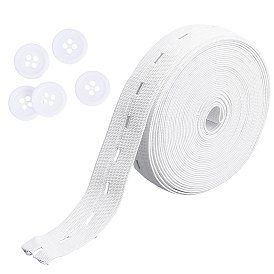 5м плоский эластичный шнур/тесьма с петлей, с 5шт 4-отверстиями плоские круглые смоляные кнопки