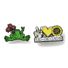 Zinc Alloy Brooches, Enamel Pins for Backpack, Frog/Flower