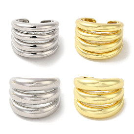 Rack Plating Brass Cuff Rings, Long-Lasting Plated, Lead Free & Cadmium Free