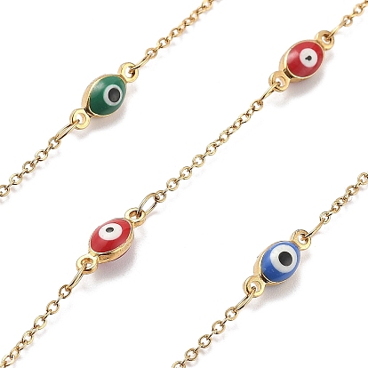 Цепи из эмали и нержавеющей стали, ионное покрытие (ip), пайки, реальный 304 k позолоченный, злые глаза, с катушкой