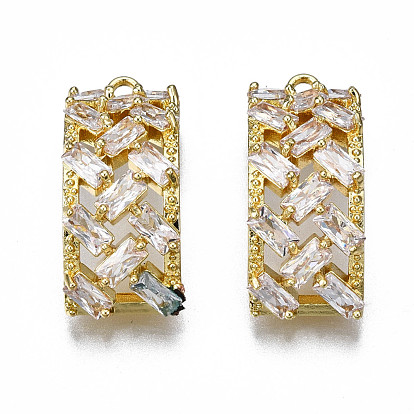 Brass Inlaid Clear Cubic Zirconia Pendants, Cadmium Free & Nickel Free & Lead Free, Arch
