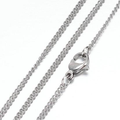 304 Stainless Steel Curb Chain Necklaces, with Lobster Claw Clasps
