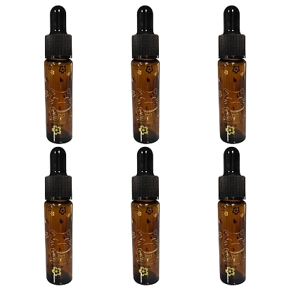 6шт. резиновые флаконы-капельницы, многоразовая стеклянная бутылка, для ароматерапии эфирными маслами, с рисунком кота удачи и китайским иероглифом