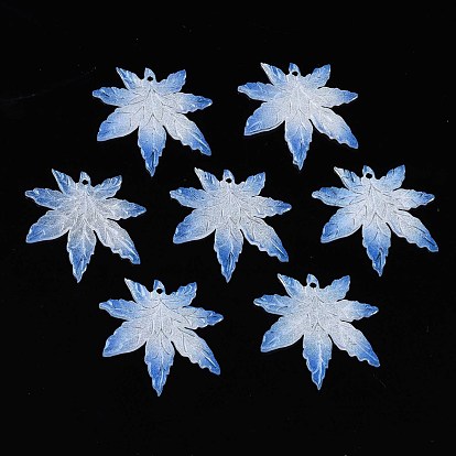 Autumn Theme Transparent Printed Acrylic Pendants, Maple Leaf