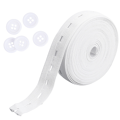 5м плоский эластичный шнур/тесьма с петлей, с 5шт 4-отверстиями плоские круглые смоляные кнопки