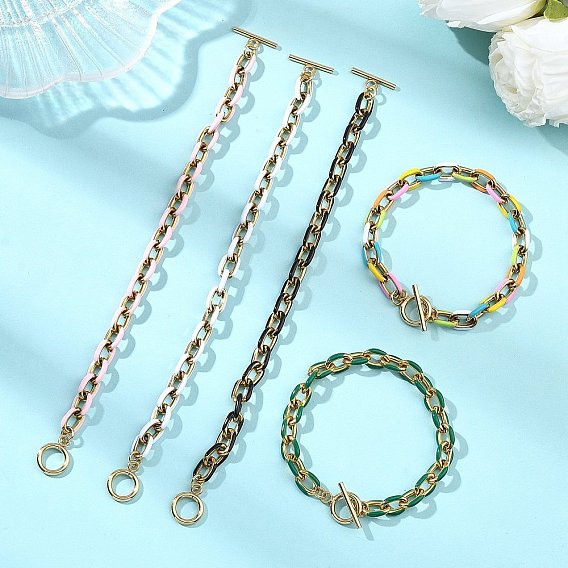 304 Браслеты из нержавеющей стали с эмалированной цепочкой для женщин