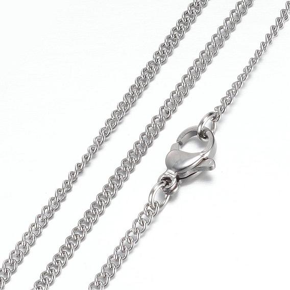 304 Stainless Steel Curb Chain Necklaces, with Lobster Claw Clasps