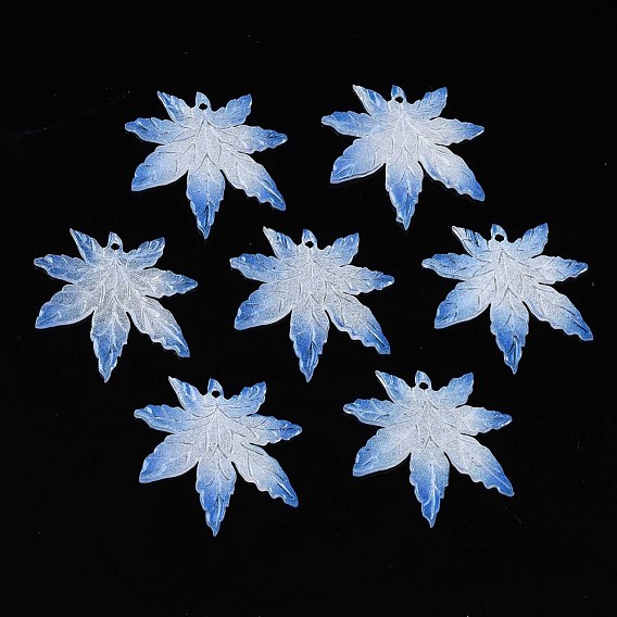 Autumn Theme Transparent Printed Acrylic Pendants, Maple Leaf