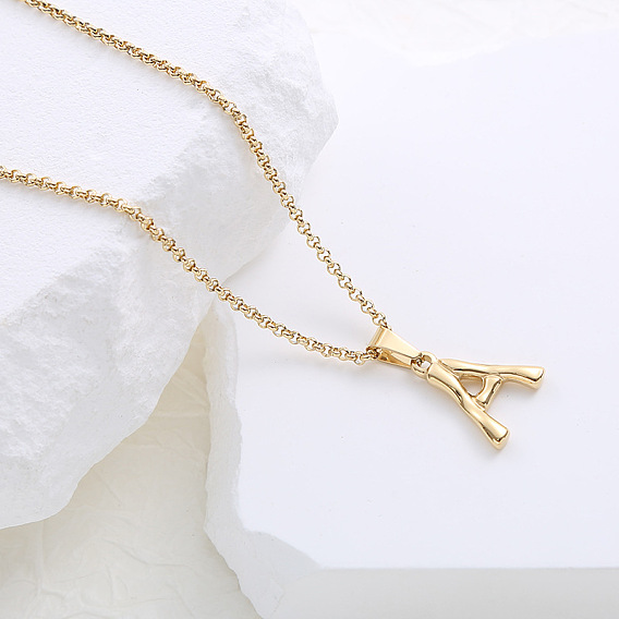 Ожерелья с подвесками в виде алфавита из нержавеющей стали для женщин, золотые
