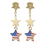 Independence Day Alloy Enamel Star Stud Earrings, Long Drop Earrings