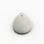 Teardrop Black Lip Shell Pendants, 19~20x14x1~1.5mm, Hole: 1mm