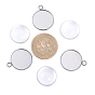 DIY Pendants Making, with 304 Stainless Steel Pendant and Clear Half Round Glass Cabochons, Flat Round