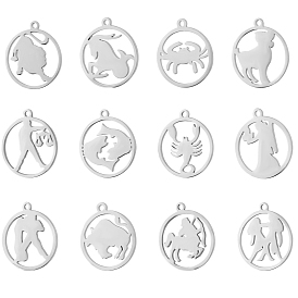 201 Stainless Steel Pendants, Twelve Constellation
