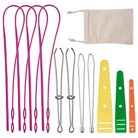 Gorgecraft Sewing Tools, with Plastic Elastic Threaders Wear Elastic Band Tool Sets, Drawstring Bags and Stainless Steel Drawstring Threader with Tweezers Steel Bodkin