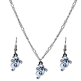 Spooky and Fun Halloween Jewelry Set for Women - Earrings and Necklace with Creepy Monster Designs