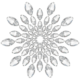 60 шт 6 стили конский глаз пришитые стразы, Тайвань акриловые горный хрусталь, два отверстия, аксессуары для одежды, граненые