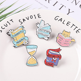 Cute Cartoon Cat Hourglass Alloy Enamel Pin Badge